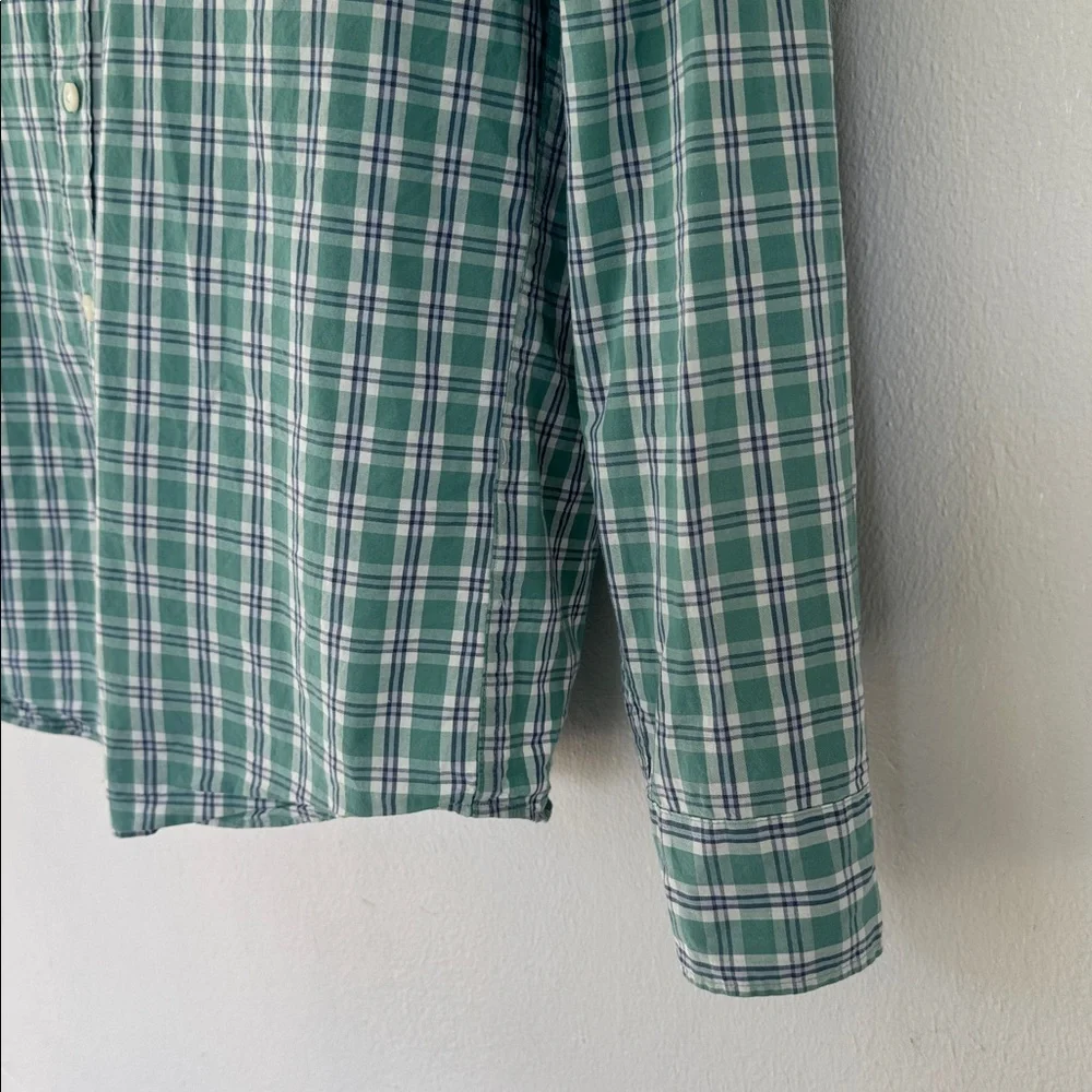 J. Crew mint green plaid flex washed slim fit button down dress shirt medium